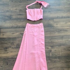 Pink French Bubble Gum 2 Piece Corset / Halter Morgan De Toi Dress - Size S
